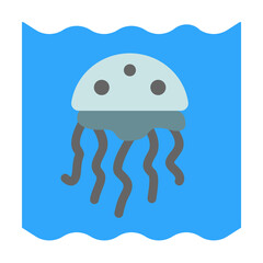 Jellyfish, ocean icon. Simple color elements of saving marine icons for ui and ux, website or mobile application on white background