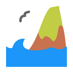 Mountain, ocean icon. Simple color elements of saving marine icons for ui and ux, website or mobile application on white background