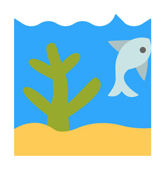 Coral, fish, ocean icon. Simple color elements of saving marine icons for ui and ux, website or mobile application on white background