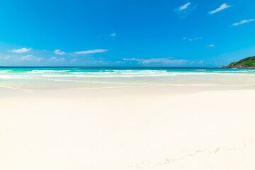 White sand and turquoise water in Anse Kerlan beach