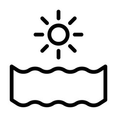 Sun, ocean icon. Simple line, outline elements of saving marine icons for ui and ux, website or mobile application on white background
