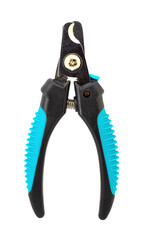 Scissors for trimming the nails of cats and other animals on a white isolated background