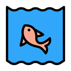 Fish, pink, ocean icon. Simple color with outline elements of saving marine icons for ui and ux, website or mobile application on white background