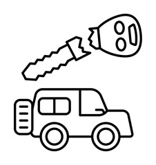 Broken key, car repair icon. Simple line, outline elements of garage icons for ui and ux, website or mobile application on white background