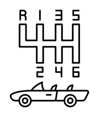 Driving gear controls, car repair icon. Simple line, outline elements of garage icons for ui and ux, website or mobile application on white background