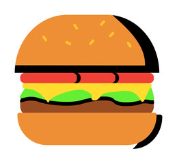 Burger color icon. Simple line, outline of fast foot icons for ui and ux, website or mobile application on white background