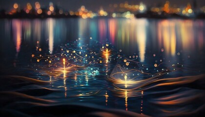 dancing lights on water, shiny and beautiful