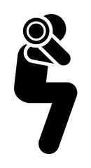 Man gym sports exercise dumbbell with arrow pictogram on white background