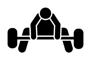 Dumbbell weight sports man with arrow pictogram on white background