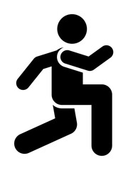 Running man sports gym exercise with arrow pictogram on white background