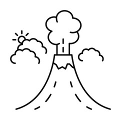 Volcano line icon, outline sign, linear style pictogram isolated on white. Symbol, logo illustration. Editable stroke. Pixel perfect graphics graphics