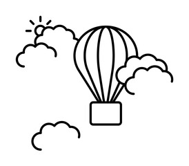 Aerostat in the sky line icon, outline sign, linear style pictogram isolated on white. Symbol, logo illustration. Editable stroke. Pixel perfect graphics graphics