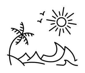 Fototapeta na wymiar Surf beach line icon, outline sign, linear style pictogram isolated on white. Symbol, logo illustration. Editable stroke. Pixel perfect graphics graphics