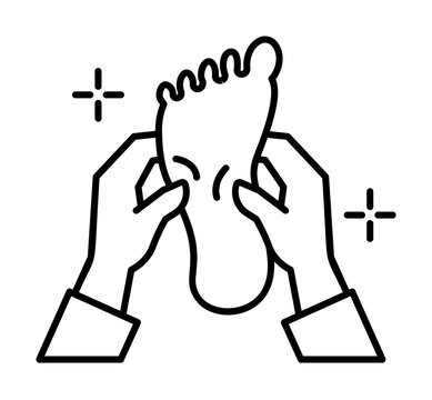 recommend clip art: Massage foot icon. Simple line, outline of spa icons for ui and ux, website or mobile application on white background