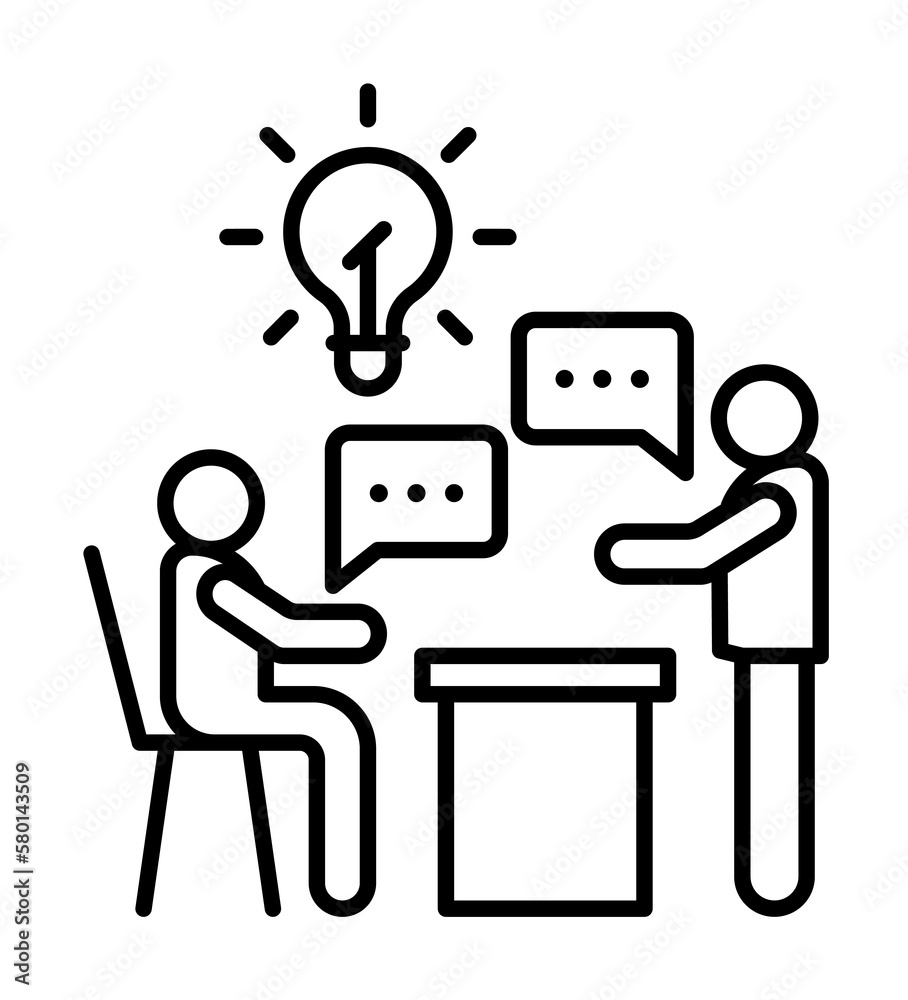 Poster assigment idea icon. simple line, outline of team work idea icons for ui and ux, website or mobile a
