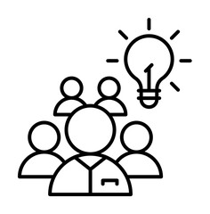 Group idea icon. Simple line, outline of team work idea icons for ui and ux, website or mobile application on white background