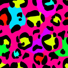 Fototapeta premium Bright leopard skin seamless pattern. Vector trendy background. Can be used for t-short, graphic design, wallpaper, wrapping paper. 