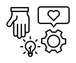 Support teamwork gear icon. Simple line, outline of team work idea icons for ui and ux, website or mobile application on white background
