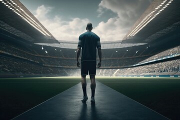 Football player in the stadium. AI Generation
