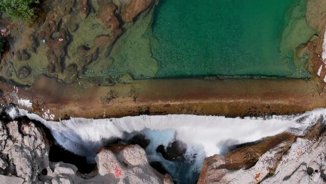 Aerial shot dry waterfall Vodopad Niagara, Montenegro