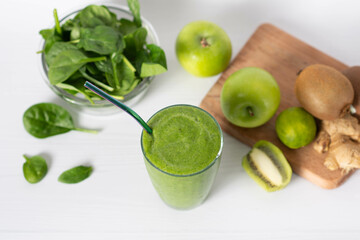 green smoothie with spinach. Clean eating, alkaline diet