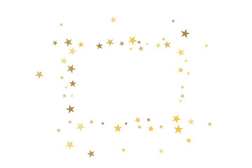 Star confetti. Gold casual confetti background. Bright design pattern.