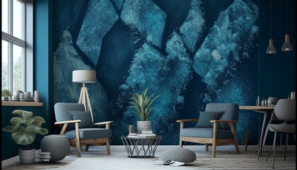 Slate Blue wallpaper in living room #2
