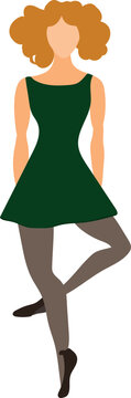 Silhouette of irish dancer in green dress isolated on white background