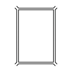 Rectangle frame shape icon, vertical decorative vintage border doodle element for simple banner design in vector illustration.