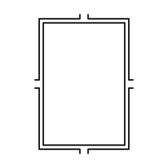 Rectangle frame shape icon, vertical decorative vintage border doodle element for simple banner design in vector illustration.