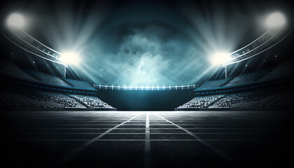 Fototapeta na wymiar Stadium with lights background for display generative ai
