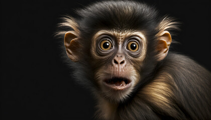 Studio portrait of a monkey with a surprised face, concept of Pet Photography generative ai