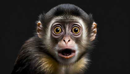 Studio portrait of a monkey with a surprised face, concept of Pet Photography generative ai