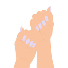 Female Hands With Manicure, Isolated on White Background. Vector Illustration in Flat Design