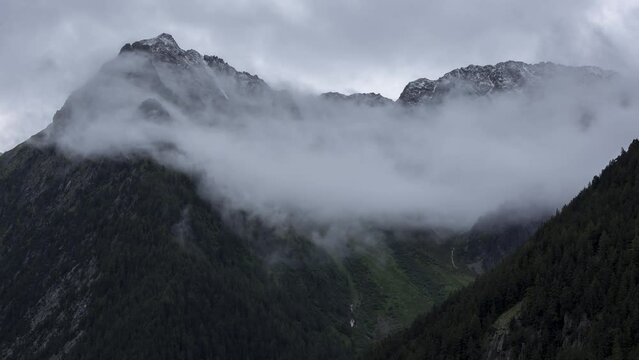 Timelapse of Le Ch&acirc;telet, Mont Blanc Massiv. Shot from Champex Lac, Switzerland.

