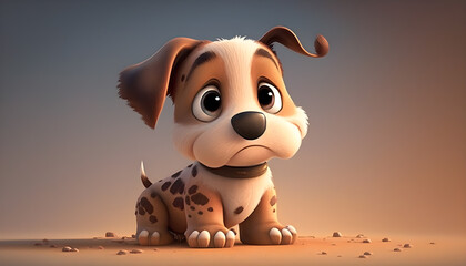 A cute adorable baby dog rendered in the style of children-friendly cartoon animation fantasy style generative ai