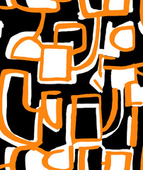 Seamless geometric pattern, brush strokes print. 