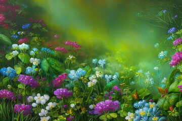 Fototapeta na wymiar Spring Flowers in the Meadow Generative AI Art