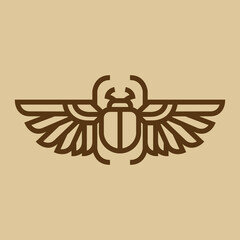 scarab beetle bug line icon logo vector design, modern animal logo pictogram design of ancient mythical animal 