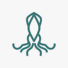 cuttlefish simple line icon logo vector design, modern animal logo pictogram design of squid with tentacles