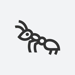 black ant logo. simple ant line icon logo vector design, modern animal logo pictogram design of small animal insect
