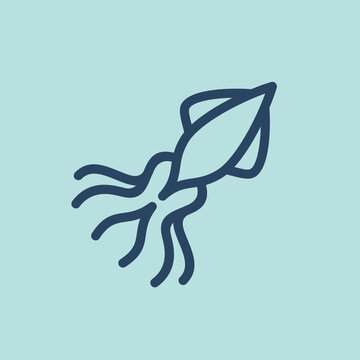 recommend clip art: cuttlefish simple line icon logo vector design, modern animal logo pictogram design of squid with tentacles