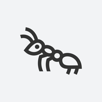 black ant logo. simple ant line icon logo vector design, modern animal logo pictogram design of small animal insect