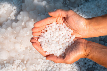 Hands Holding Salt Beads, Dead Sea Egypt