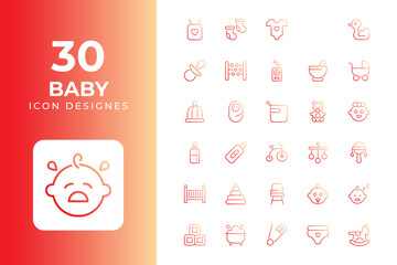 Baby icons Related Objects and Elements. Vector Illustration Collection. creative Icons Set. stock illustration