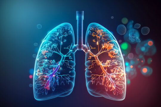 Human lungs x-ray. Abstract illustration. Health, Respiratory system health concept. Breathing.

