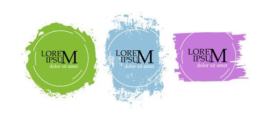 Set enso symbol isolated on white. Water blue brushed circle. Round frame blot. Vector illustration