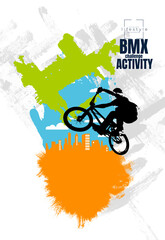 Fototapeta na wymiar BMX rider, active young person doing tricks on a bicycle