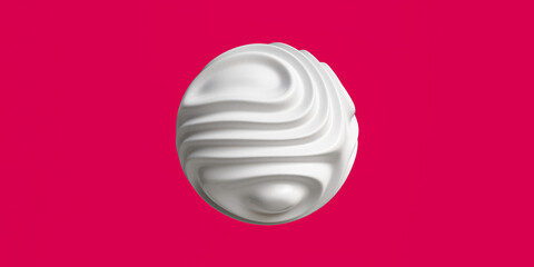 White wave abstract sphere and Viva Magenta background, 3d render 2023