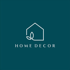 Line Art Home Decoration Logo Vector